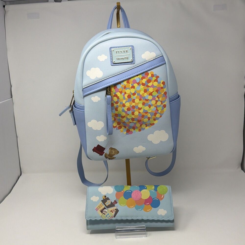 Loungefly Disney Pixar Up Balloon Chairs Backpack Wallet Set HTF 2PC LOT